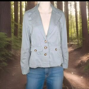 Women's 8 Light Smokey Blue Cotton Jacket Pockets